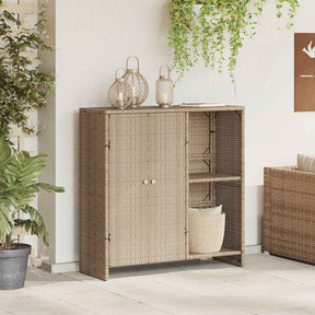 Vidaxl opbergkast met plank met opslag beige 100 x 36 x 102 cm rattan