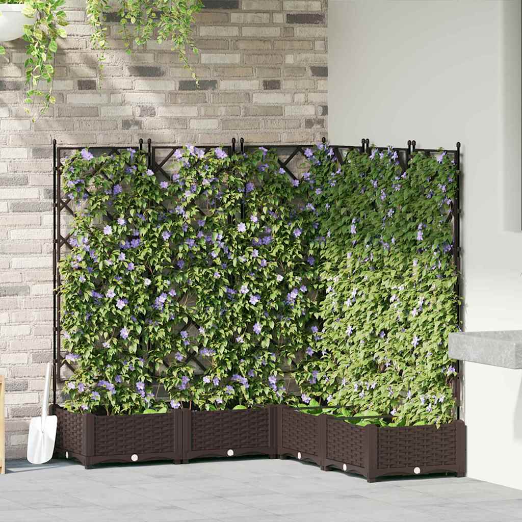 Vidaxl tuin bloempot 5 pcs bruin 120 x 120 x 125,5 cm staal
