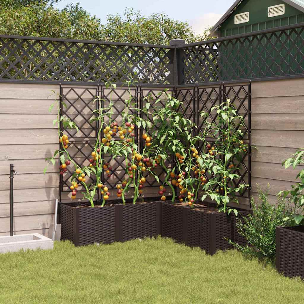 Vidaxl tuin bloempot 5 pcs bruin 120 x 120 x 143 cm staal