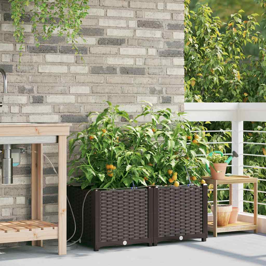 Vidaxl tuin bloempot 2 pcs bruin staal