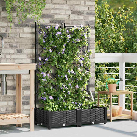 Vidaxl tuin bloempot 2 pcs zwart 80 x 40 x 125,5 cm staal