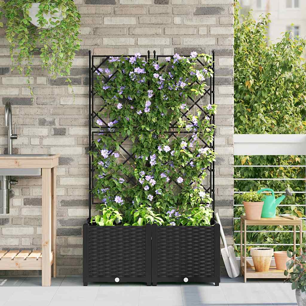 Vidaxl tuin bloempot 2 pcs zwart 80 x 40 x 143 cm staal