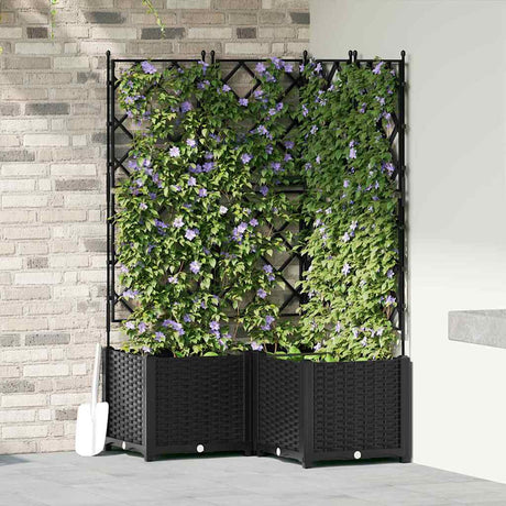 Vidaxl plantenbak 3 st zwart 80 x 80 x 143 cm pp