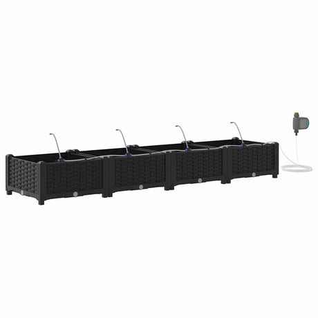 Vidaxl tuin bloempot 4 pcs zwart staal