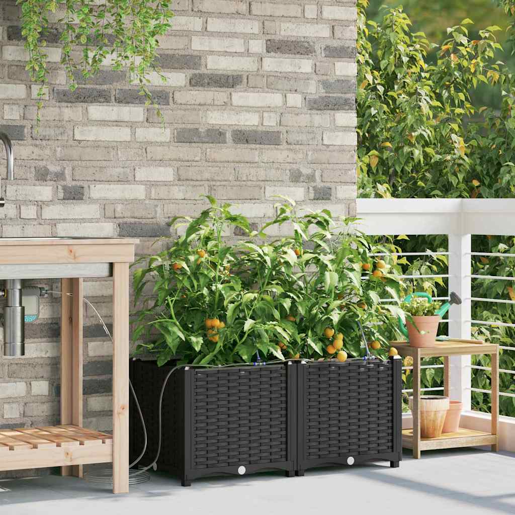 Vidaxl tuin bloempot 2 pcs zwart staal