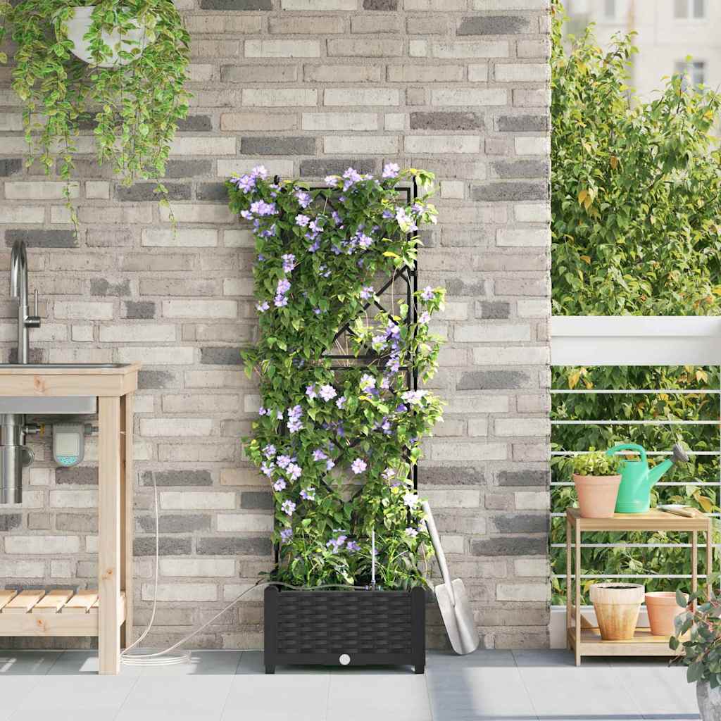 Vidaxl tuin bloempot zwart 40 x 40 x 126 cm staal