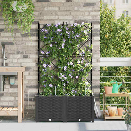 Vidaxl tuin bloempot 2 pcs zwart staal