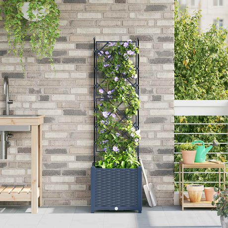 Vidaxl tuin bloempot grijs 40 x 40 x 143 cm staal
