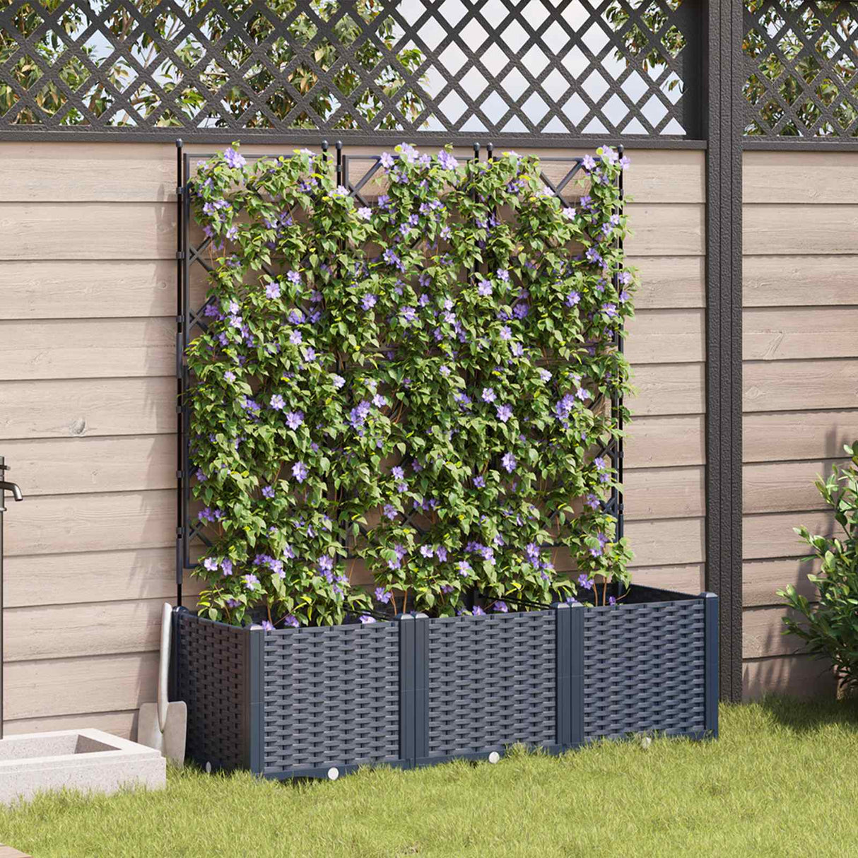 Vidaxl tuin bloempot 3 pcs grijs 120 x 40 x 143 cm staal