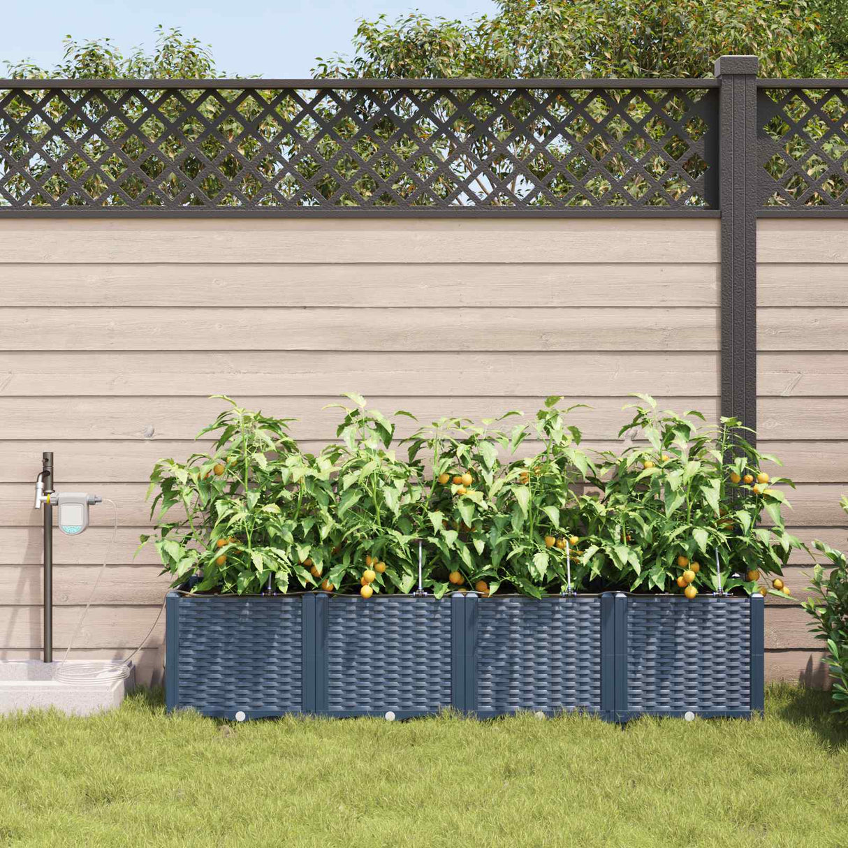 Vidaxl tuin bloempot 4 pcs grijs 120 x 120 x 142 cm staal