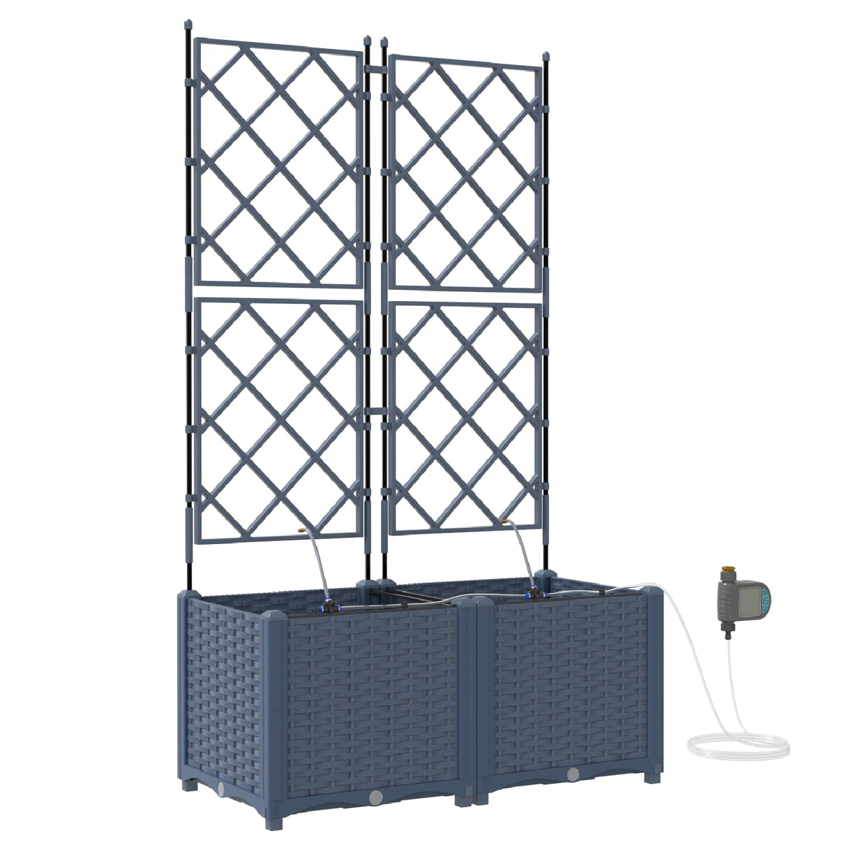 Vidaxl tuin bloempot 2 pcs grijs 120 x 120 x 142 cm staal