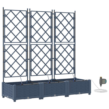 Vidaxl tuin bloempot 3 pcs grijs 120 x 120 x 142 cm staal