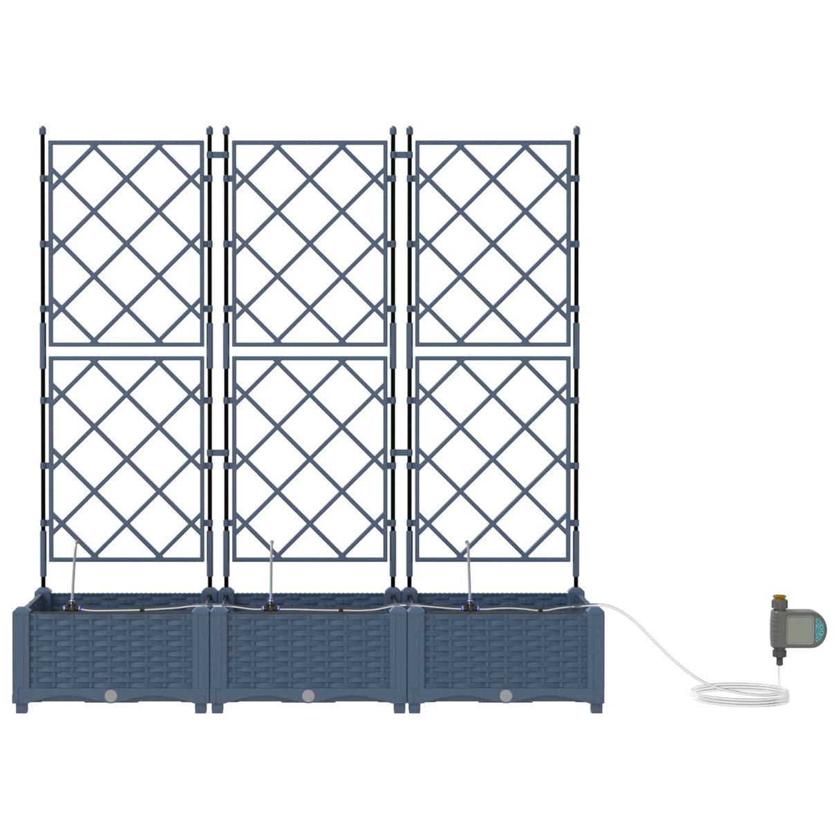 Vidaxl tuin bloempot 3 pcs grijs 120 x 120 x 142 cm staal