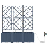 Vidaxl tuin bloempot 3 pcs grijs 120 x 120 x 142 cm staal