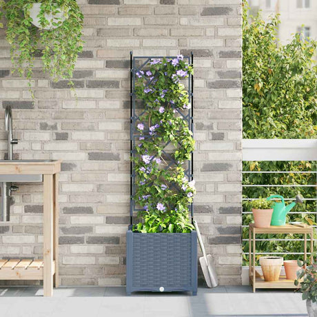 Vidaxl tuin bloempot licht grijs 40 x 40 x 143 cm staal