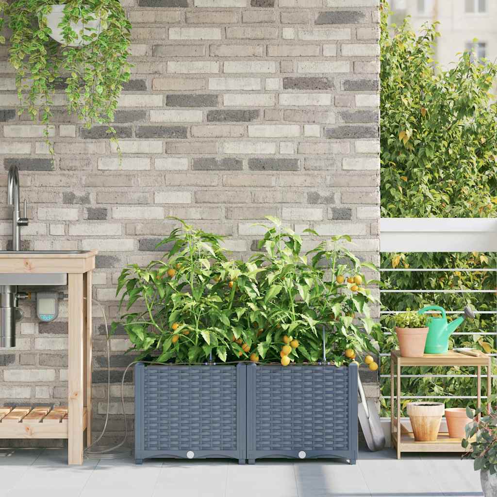 Vidaxl tuin bloempot 2 pcs licht grijs staal