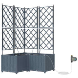 Vidaxl tuin bloempot 3 pcs licht grijs staal