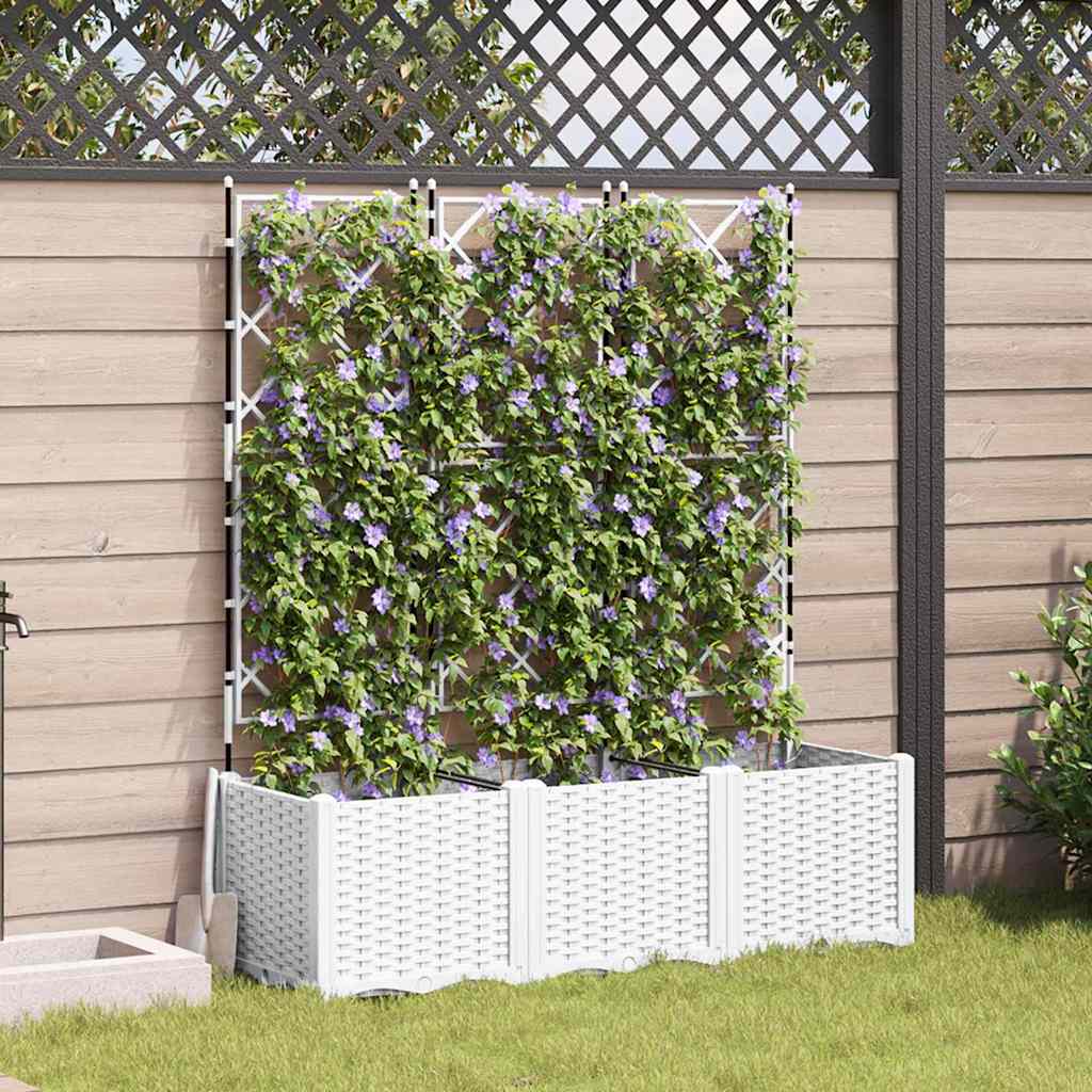 Vidaxl tuin bloempot 3 pcs wit 120 x 40 x 143 cm staal