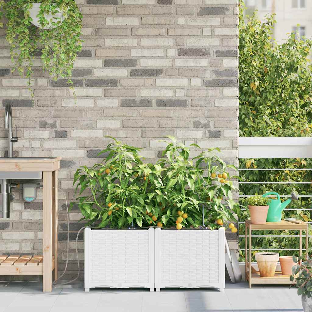 Vidaxl tuin bloempot 2 pcs wit staal