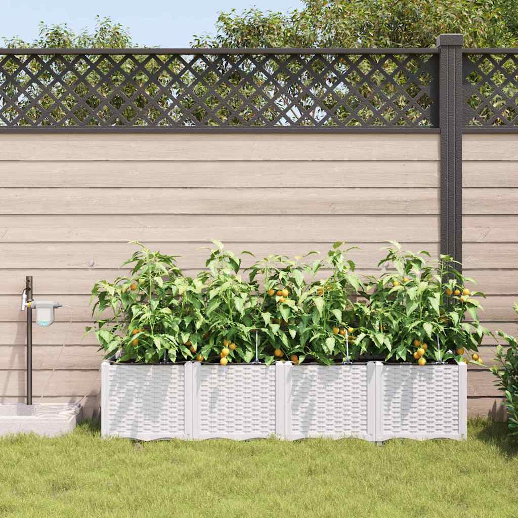 Vidaxl tuin bloempot 4 pcs wit staal