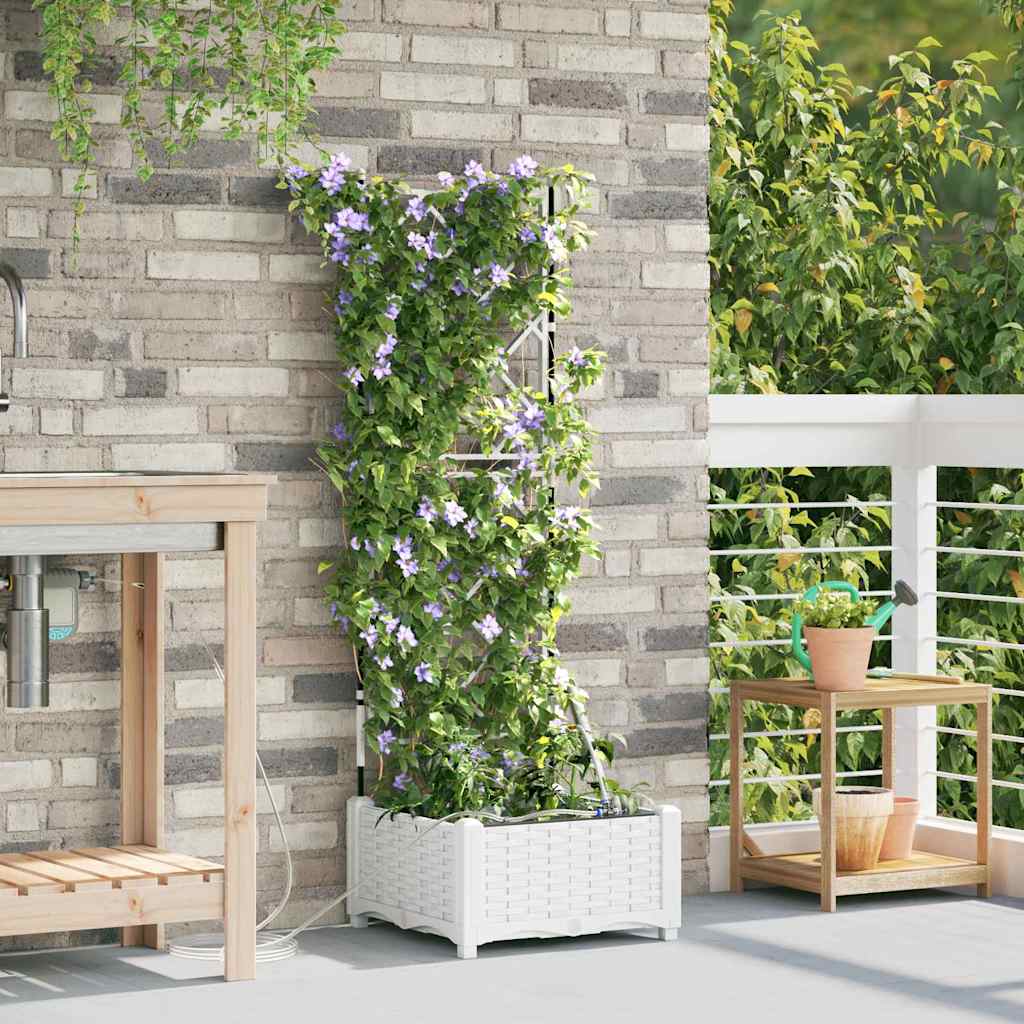Vidaxl tuin bloempot wit 40 x 40 x 126 cm staal