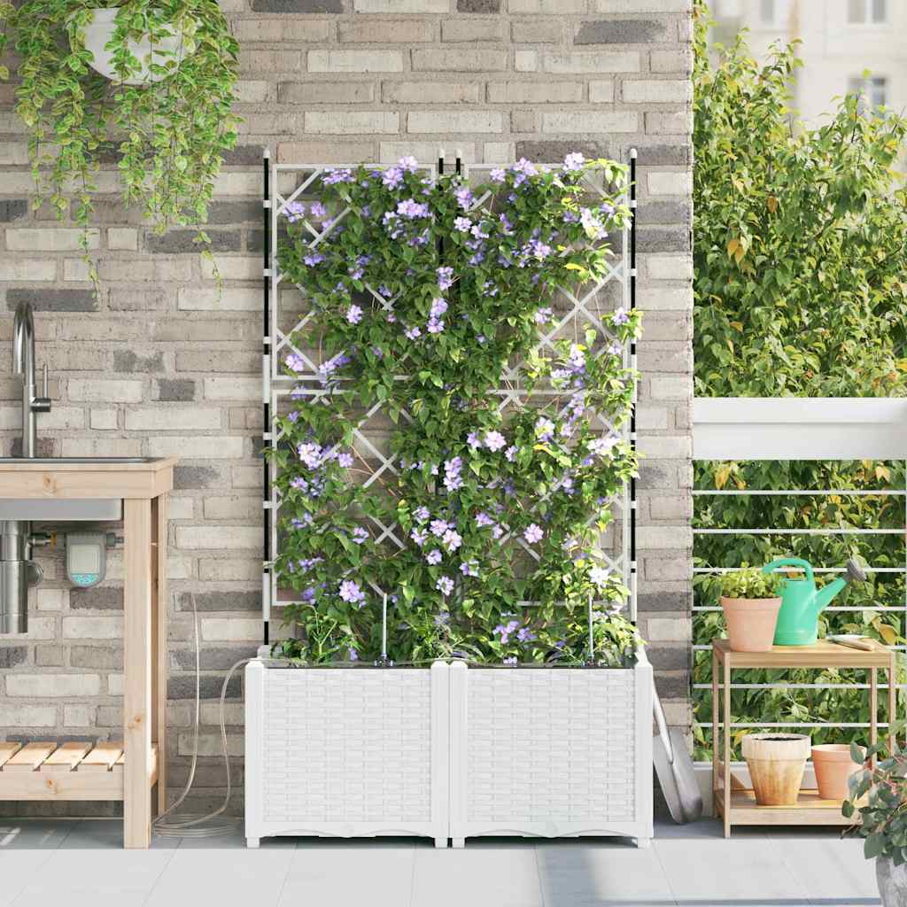 Vidaxl tuin bloempot 2 pcs wit staal