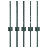 Vidaxl afrasteringspaal 5 pcs groen 80 cm staal