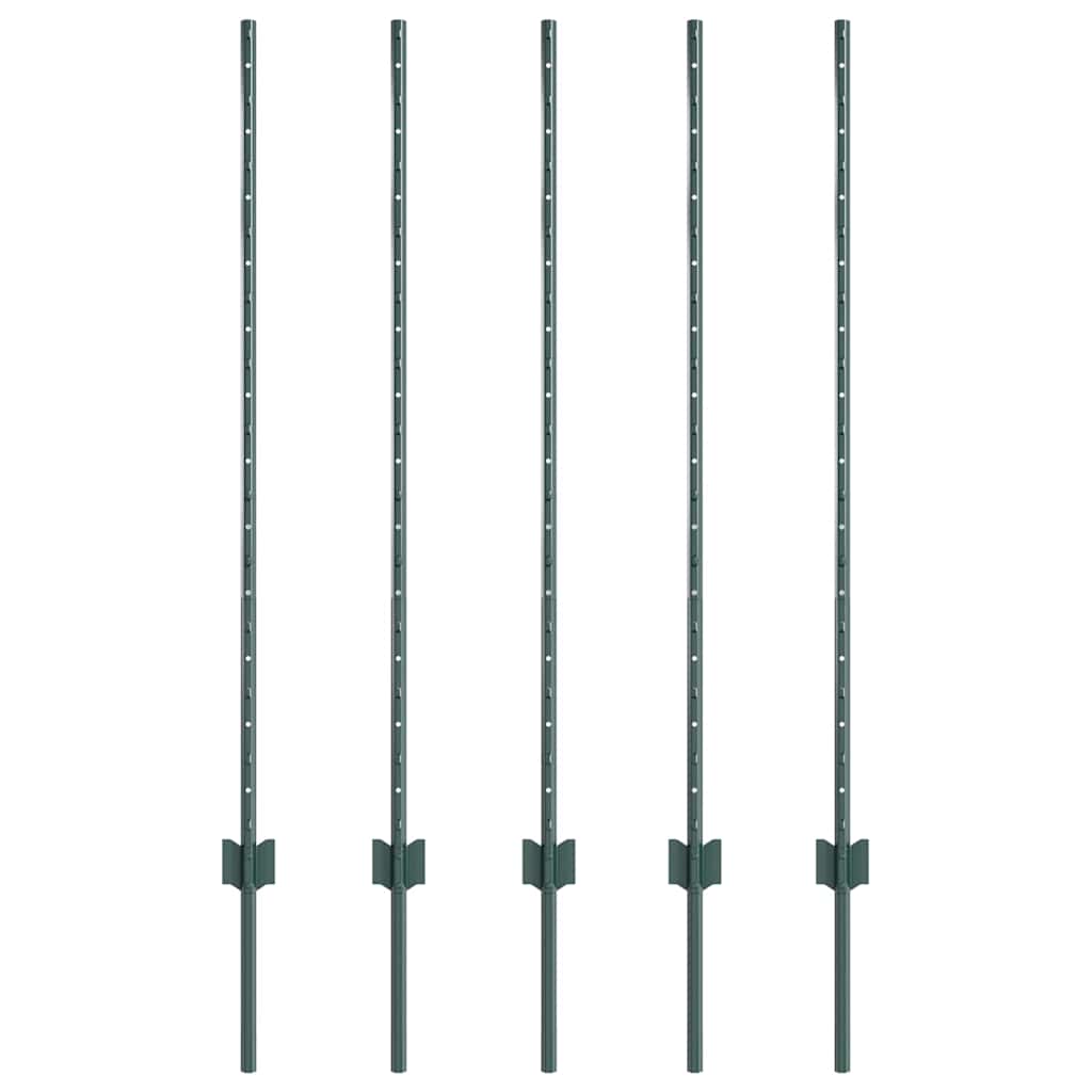 Vidaxl afrasteringspaal 5 pcs groen 120 cm staal