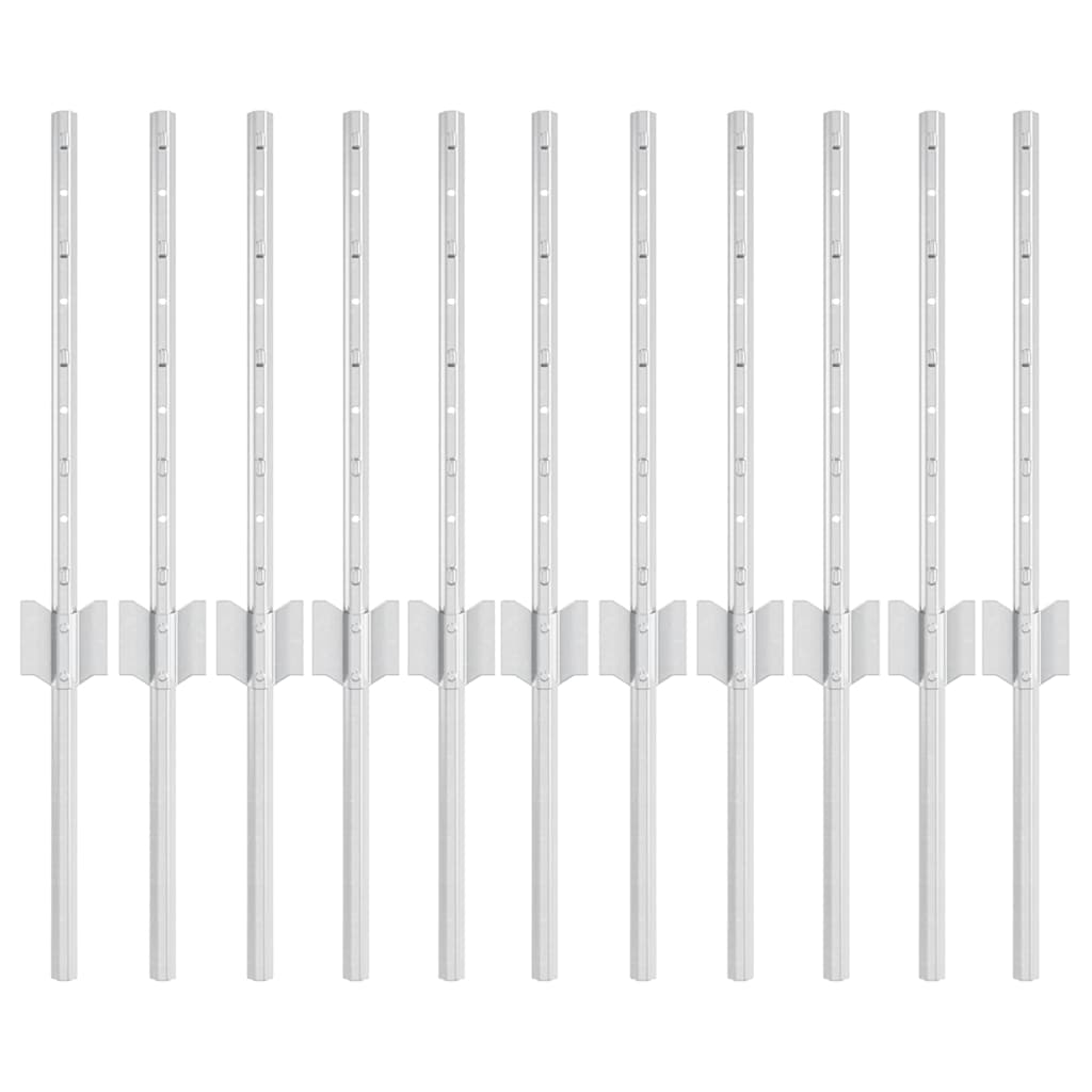 Vidaxl afrasteringspaal 11 pcs zilver 40 cm staal