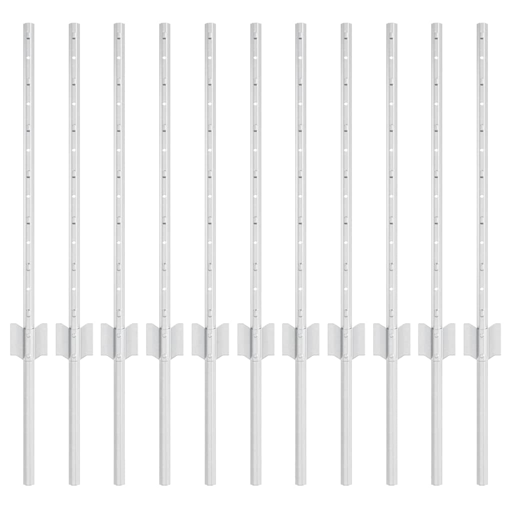 Vidaxl afrasteringspaal 11 pcs zilver 60 cm staal