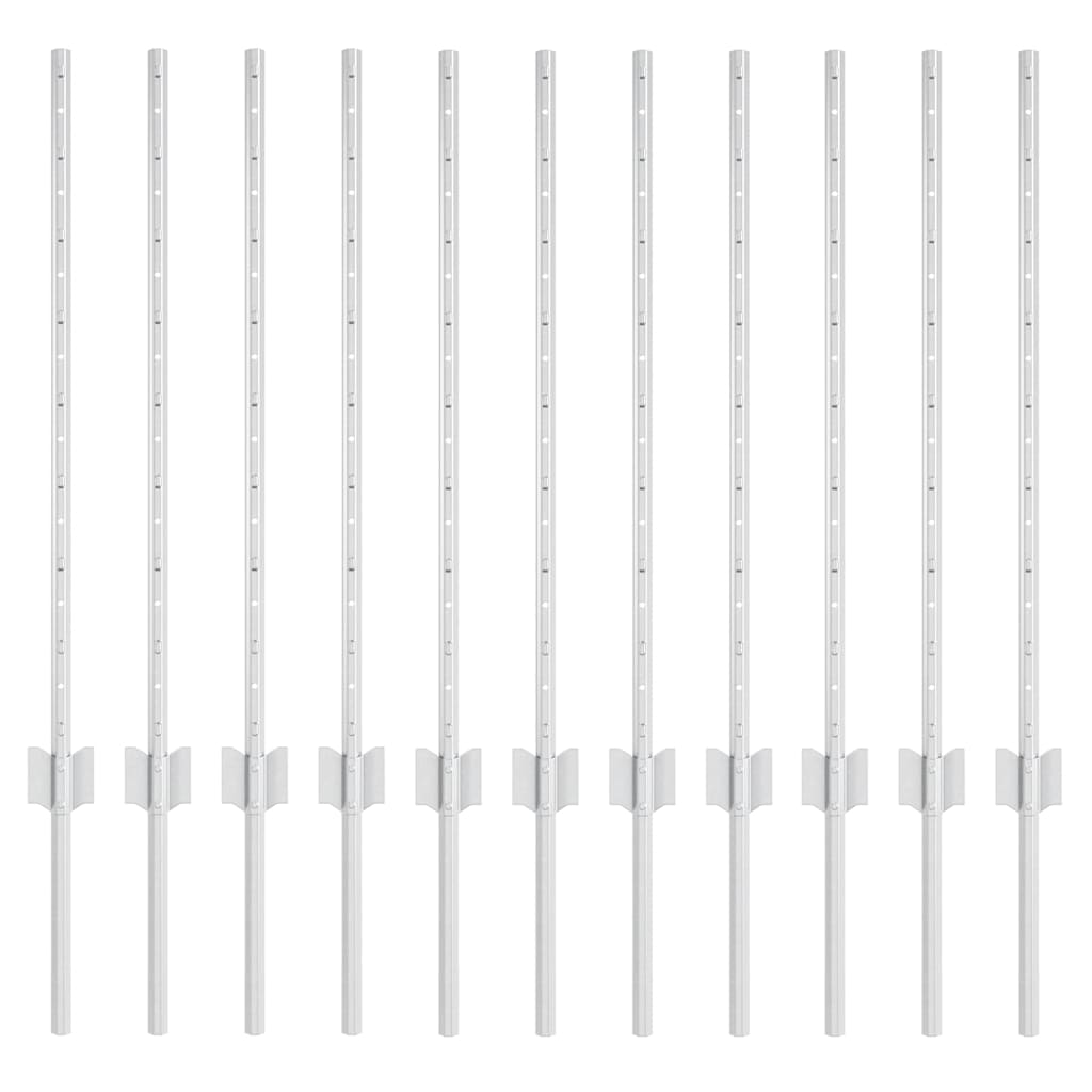 Vidaxl afrasteringspaal 11 pcs zilver 80 cm staal