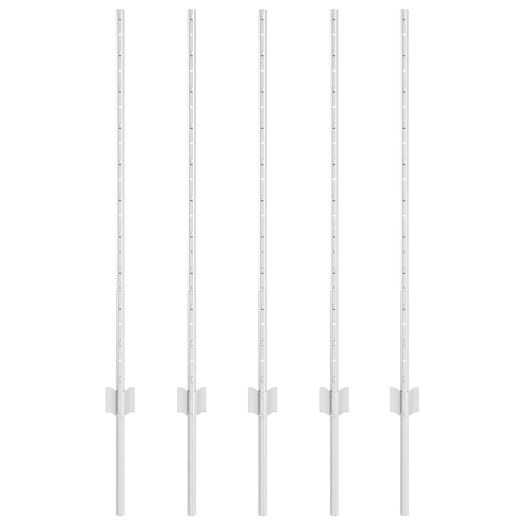 Vidaxl afrasteringspaal 5 pcs zilver 100 cm staal