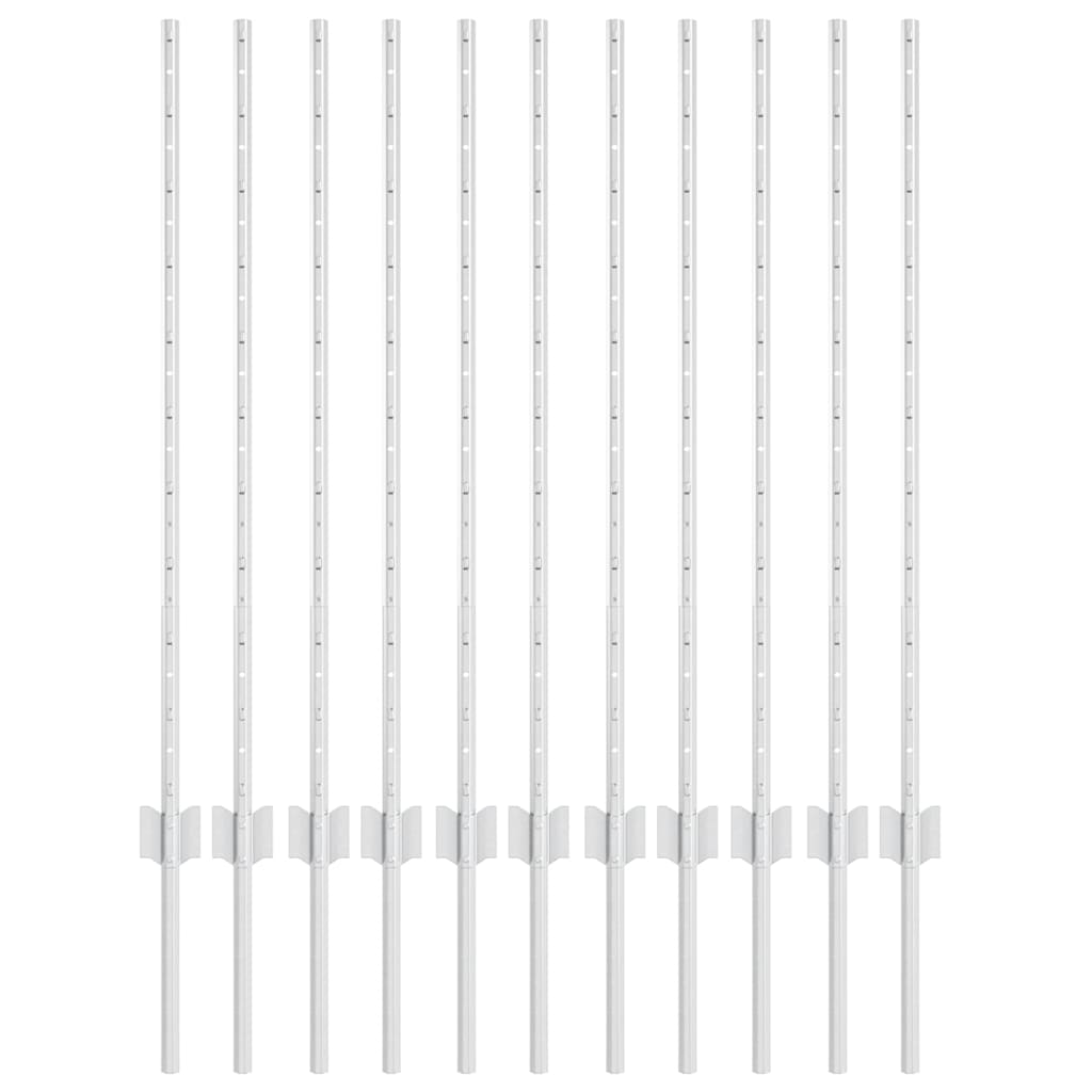 Vidaxl afrasteringspaal 11 pcs zilver 100 cm staal