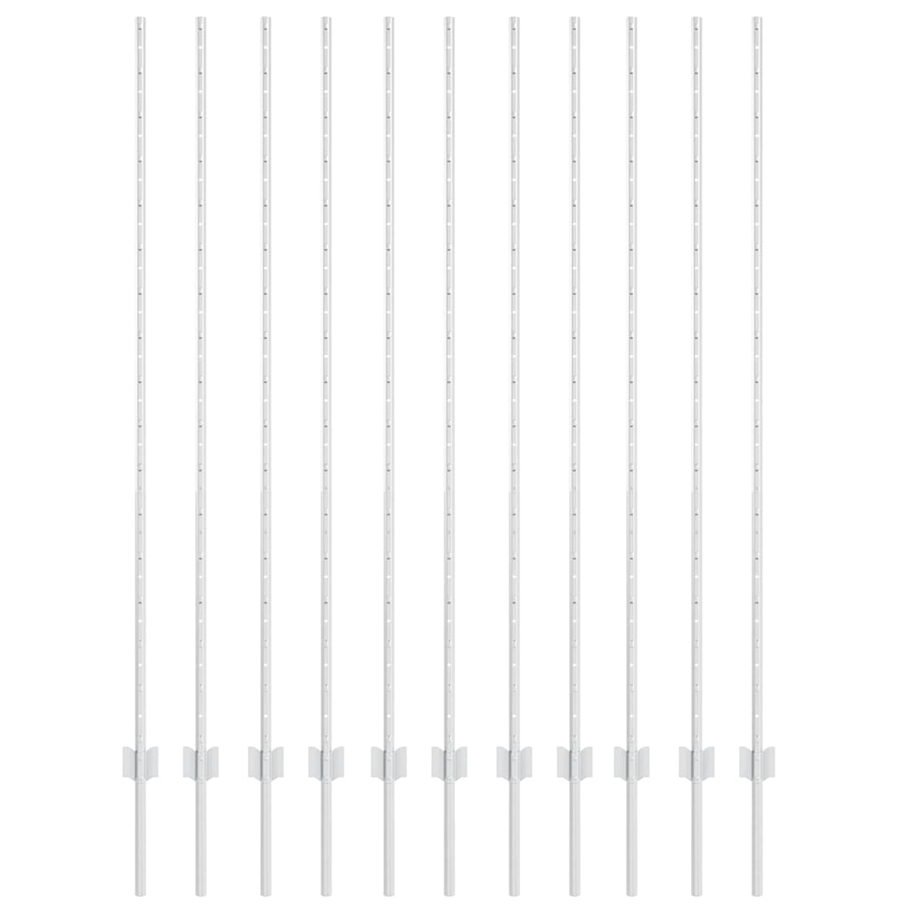 Vidaxl afrasteringspaal 11 pcs zilver 160 cm staal