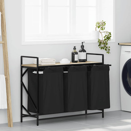 Vidaxl wasmand 3 vakken met plank sonoma eikenkleurig