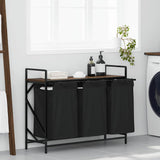 Vidaxl wasmand 3 vakken met plank bruin eikenkleurig