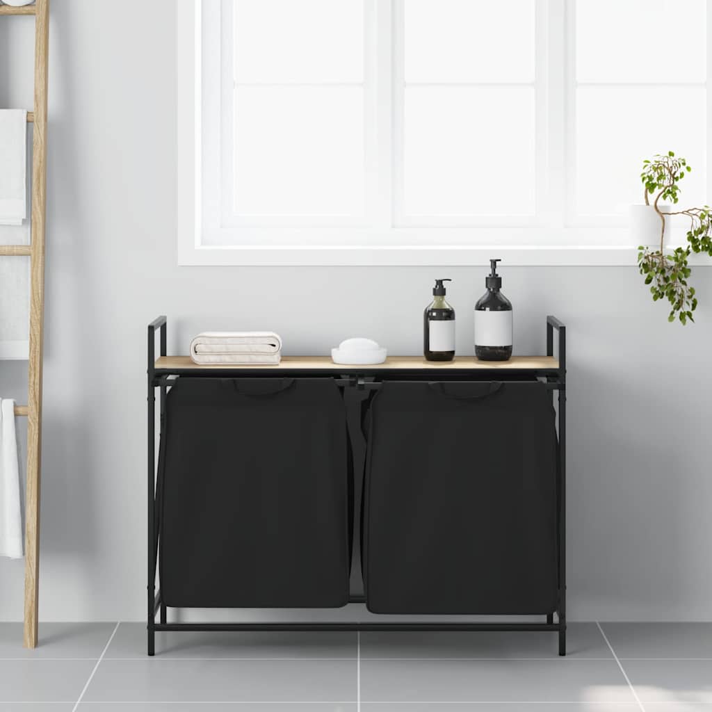 Vidaxl wasmand 2 vakken met plank sonoma eikenkleurig