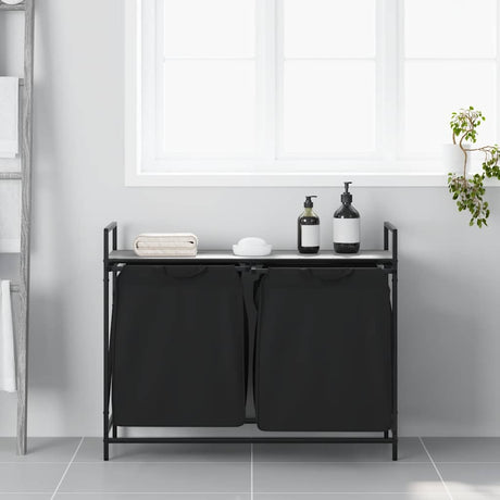 Vidaxl wasmand 2 vakken met plank grijs sonoma eiken