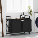 Vidaxl wasmand 2 vakken met plank bruin eikenkleurig