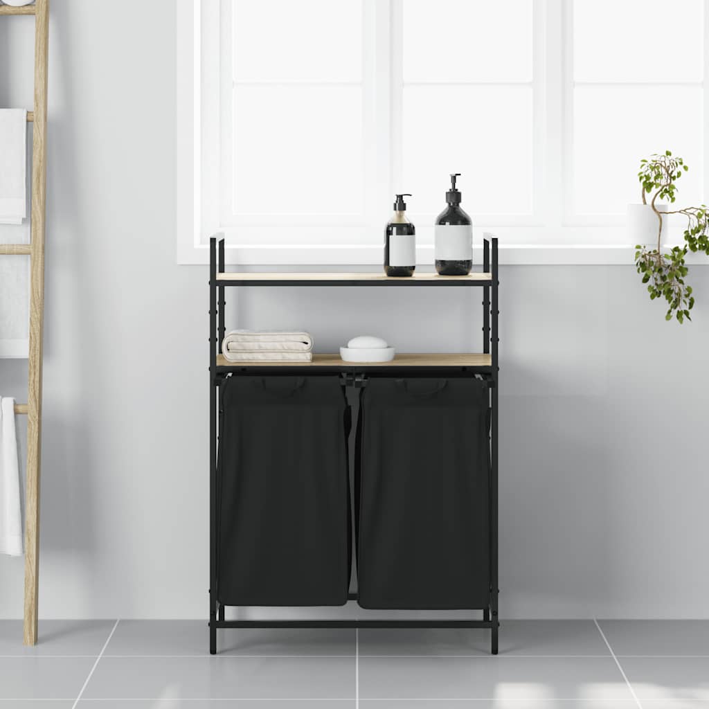 Vidaxl wasmand 2 vakken met planken sonoma eikenkleurig