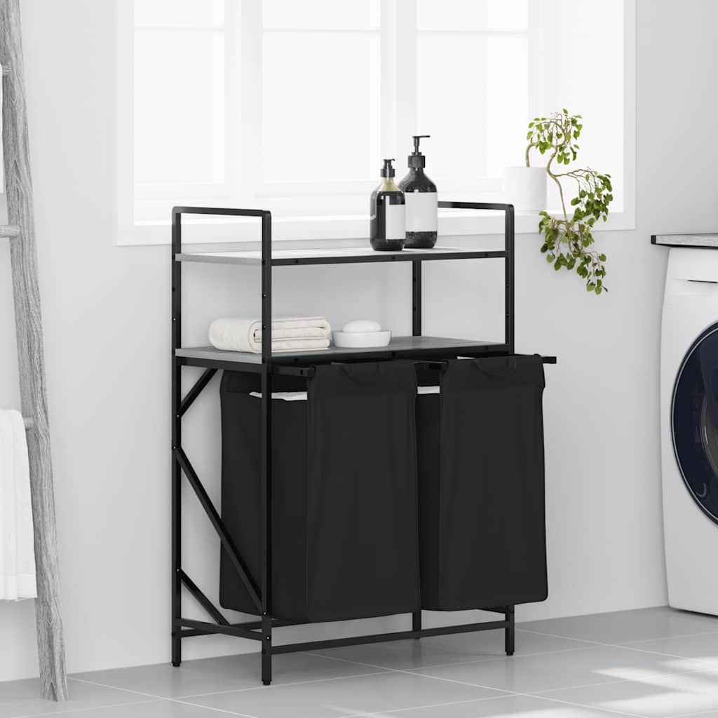 Vidaxl wasmand 2 vakken met planken grijs sonoma eiken
