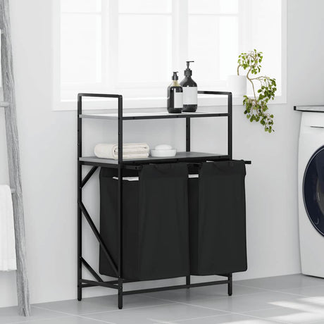 Vidaxl wasmand 2 vakken met planken grijs sonoma eiken