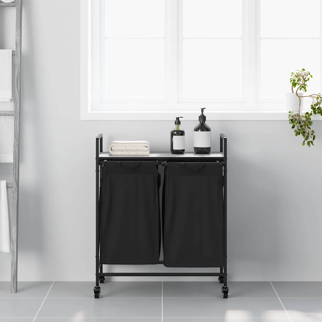 Vidaxl wasmand 2 vakken met planken grijs sonoma eiken