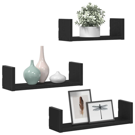 Vidaxl wandplanken 3 stuks zwart eikenhout