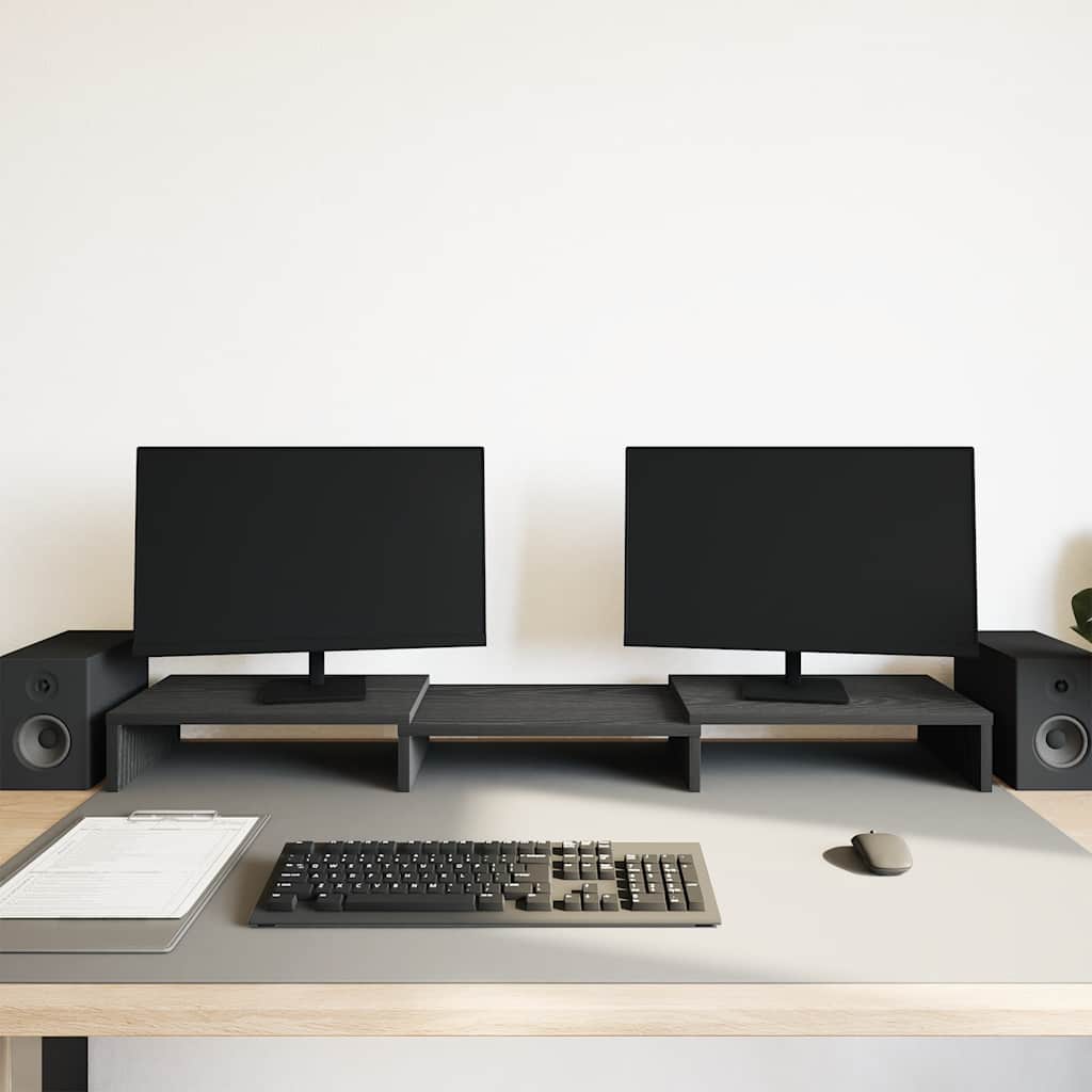 Vidaxl monitorstandaard verhoger verstelbaar zwart eiken 80x24x10,5 cm