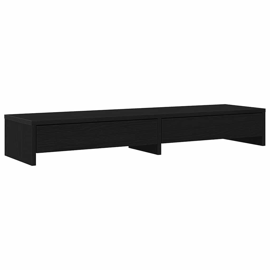 Vidaxl monitorstandaard met lades, zwart eiken, 100 x 27 x 15 cm, bewerkt hout