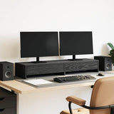 Vidaxl monitorstandaard met lades, zwart eiken, 100 x 27 x 15 cm, bewerkt hout