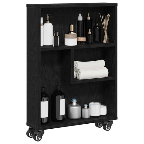Vidaxl smalle opbergtrolley 3-laags 48 x 13 x 68 cm zwart eiken