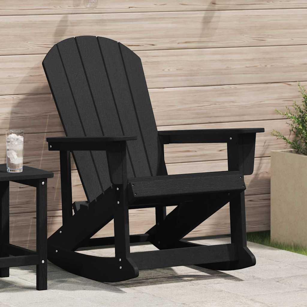 Vidaxl adirondack schommelstoel zwart hdpe