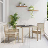 Vidaxl tuin eettafelset 3 st beige poly rattan